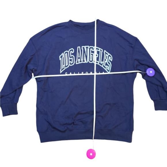NEW- Langwyqu Oversized Los Angeles California Crewneck Pullover- Women's L - Picture 2 of 6